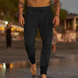 Linen Pants - Drawstring - Elastic Waist - Casual Pants - Men's Pants