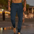 Linen Pants - Drawstring - Elastic Waist - Casual Pants - Men's Pants