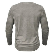 Long Sleeve T-Shirt - Half Buttoned - Pullover - Henley Shirt - Men's Shirt