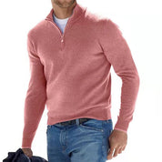 Quarter-Zip Jumper - Men's Knitted Half-Zip Pullover Sweater