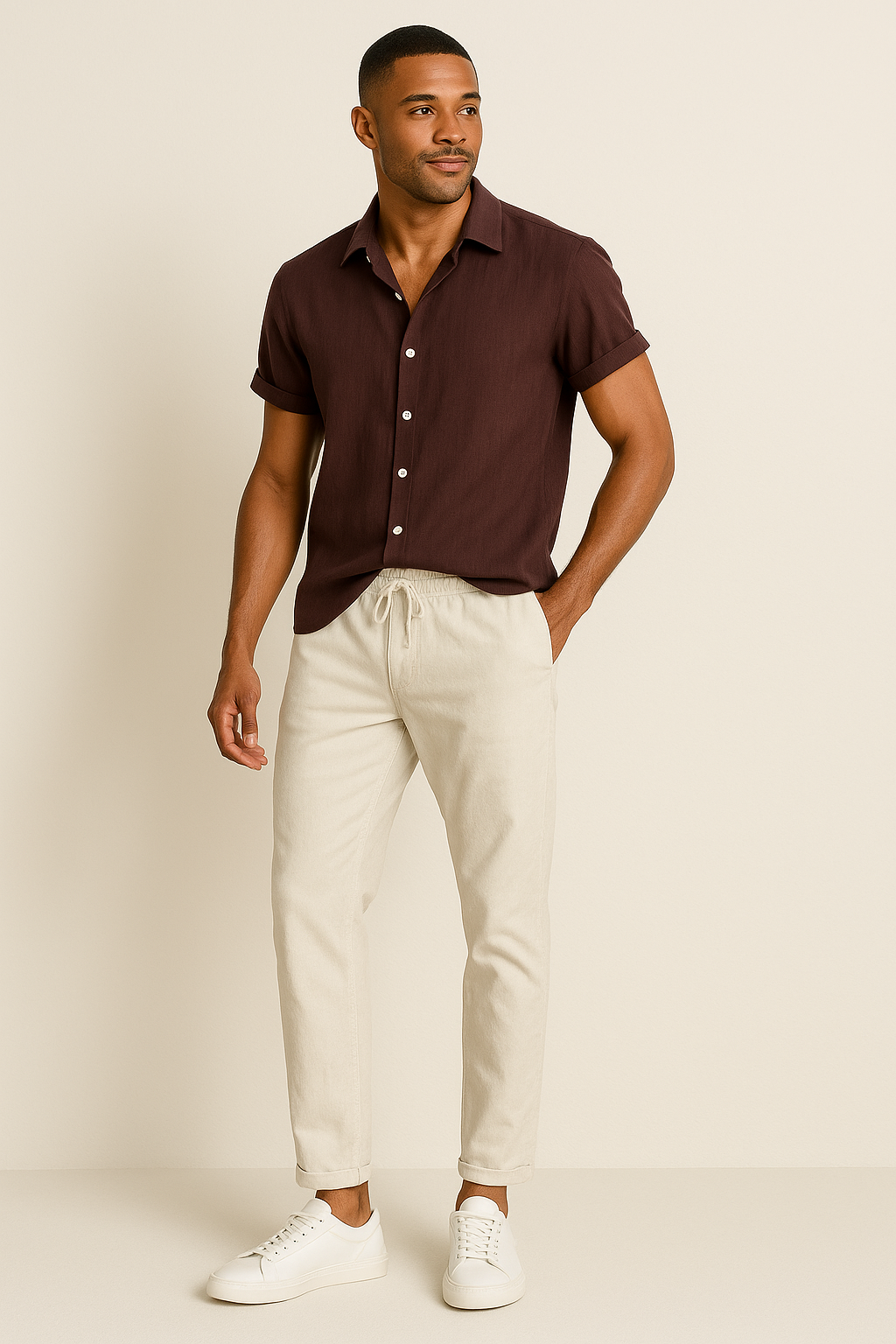 Two-Piece Set | Short Sleeve | Button-Up | Pants and Shirt Set | Men's Summer Clothes