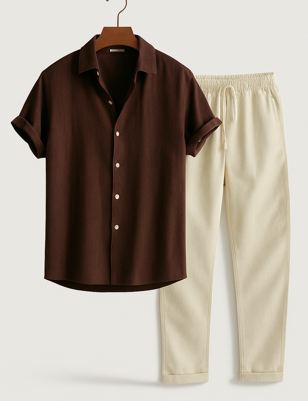 Two-Piece Set | Short Sleeve | Button-Up | Pants and Shirt Set | Men's Summer Clothes