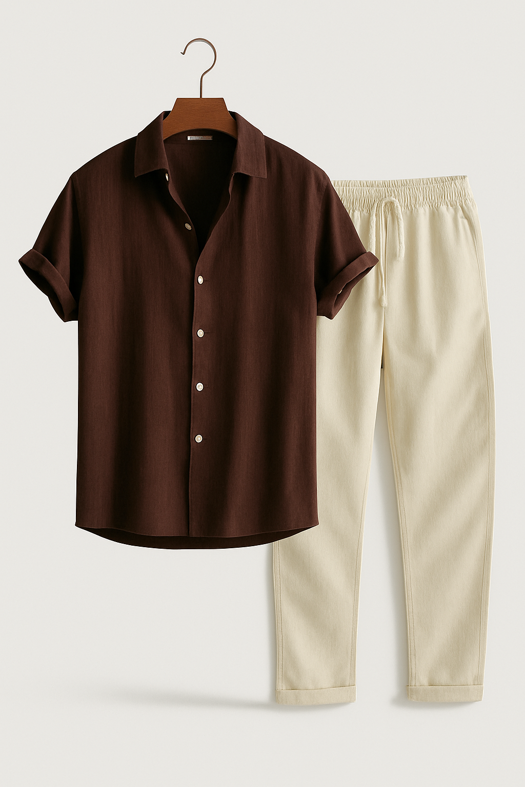 Two-Piece Set | Short Sleeve | Button-Up | Pants and Shirt Set | Men's Summer Clothes