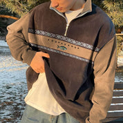 Half-Zip Pullover - Casual - Oversized - Sweatshirt - Men's Quarter-Zip Sweater