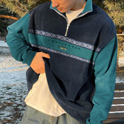 Half-Zip Pullover - Casual - Oversized - Sweatshirt - Men's Quarter-Zip Sweater