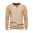 Long Sleeve T-Shirt - Men's Plain Quarter Button Long Sleeve Shirt