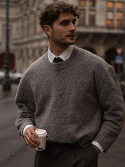 Knitted Sweater - Men's Relaxed Fit Round Neck Pullover Jumper