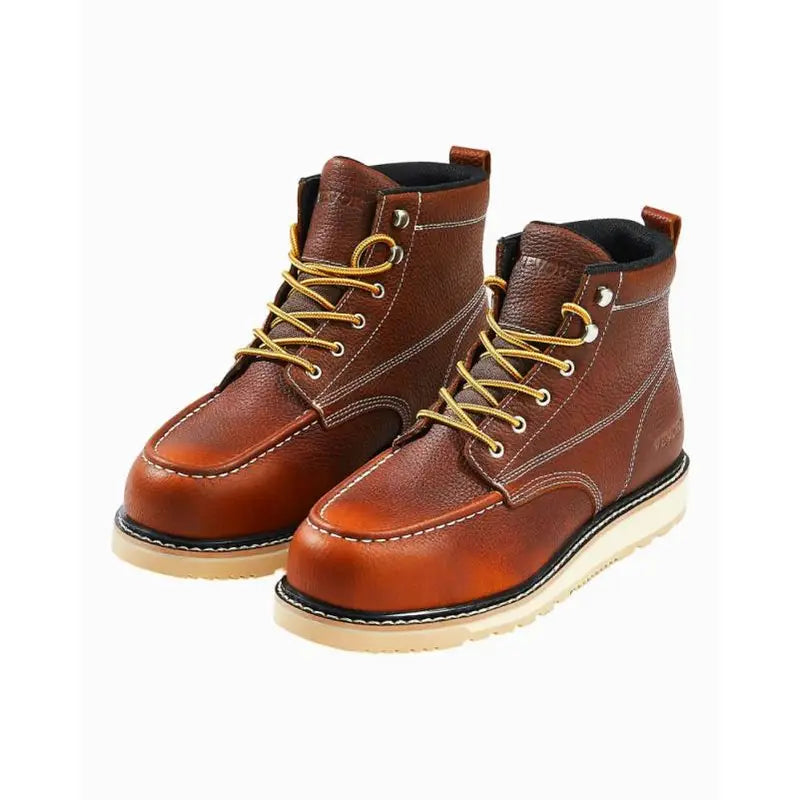 Men's Boots - Brown - Lace-Up - Ankle Boots - Moc Toe Boots