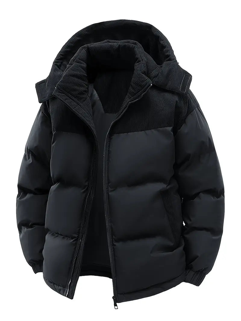 Puffer Jacket - Men's Warm Hooded Padded Winter Jacket