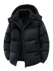 Puffer Jacket - Men's Warm Hooded Padded Winter Jacket