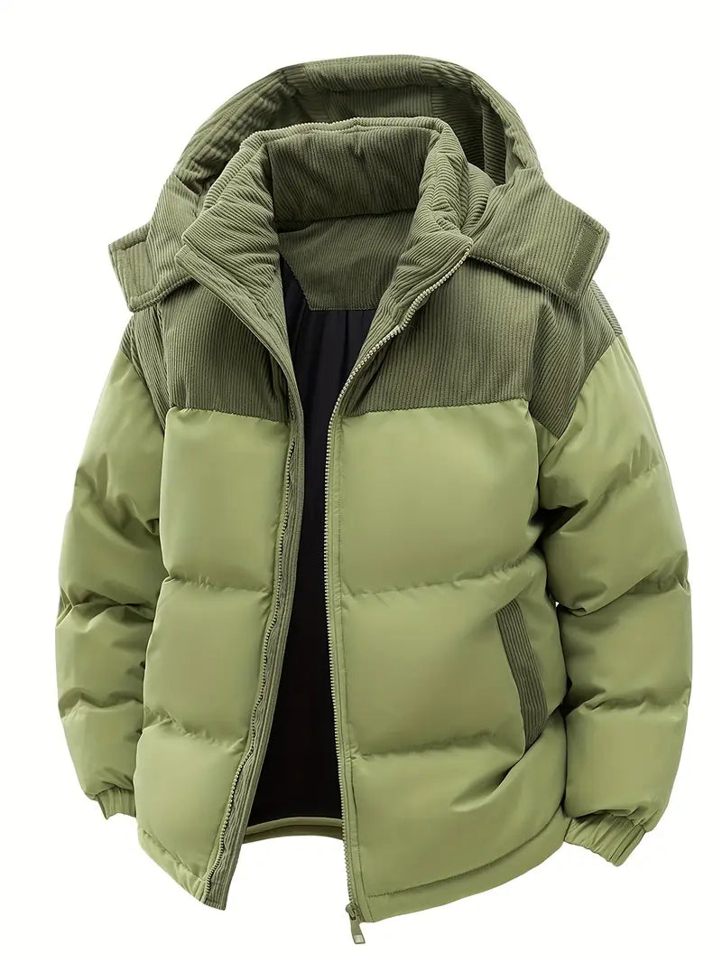 Puffer Jacket - Men's Warm Hooded Padded Winter Jacket