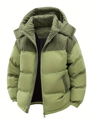 Puffer Jacket - Men's Warm Hooded Padded Winter Jacket