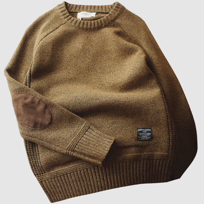 Knitted Sweater - Cashmere Winter Sweater for Men with Elbow Patches-Southern-Taylor