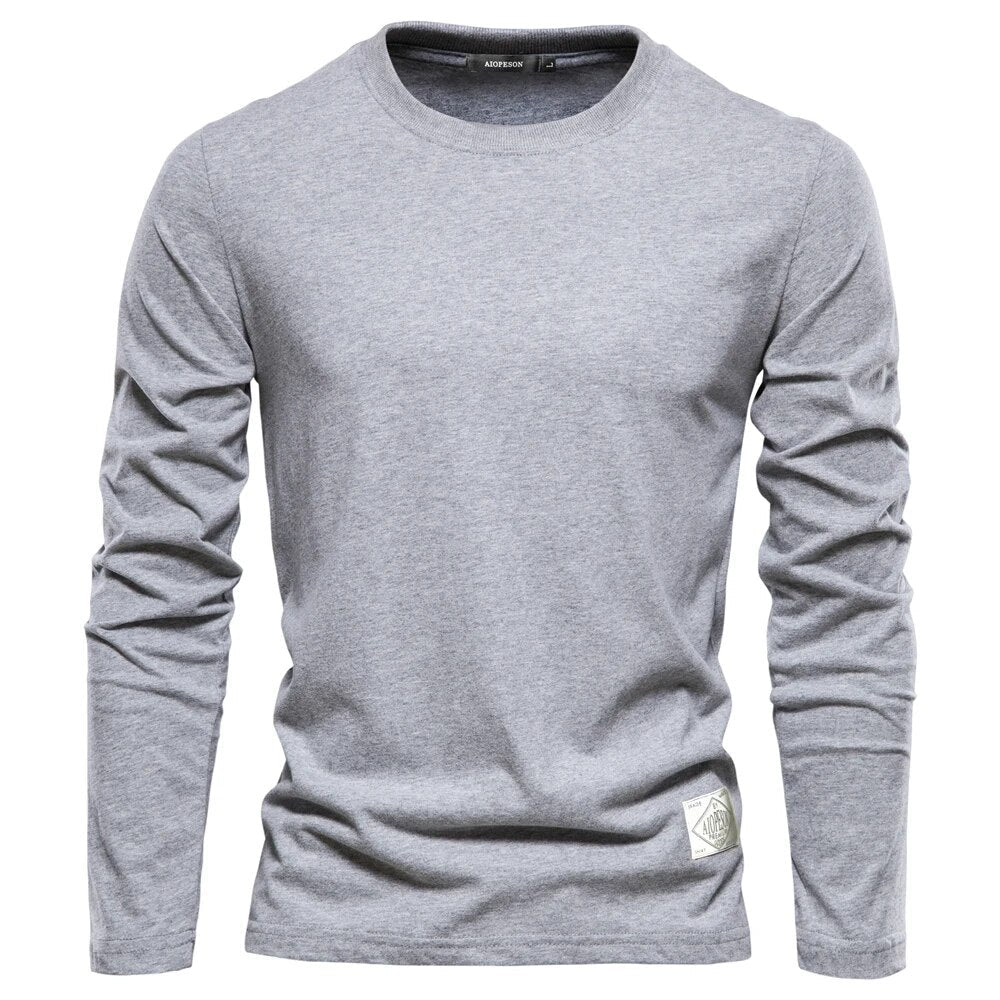 Long Sleeve T-Shirt - Men's Plain Crew Neck Long Sleeve Shirt