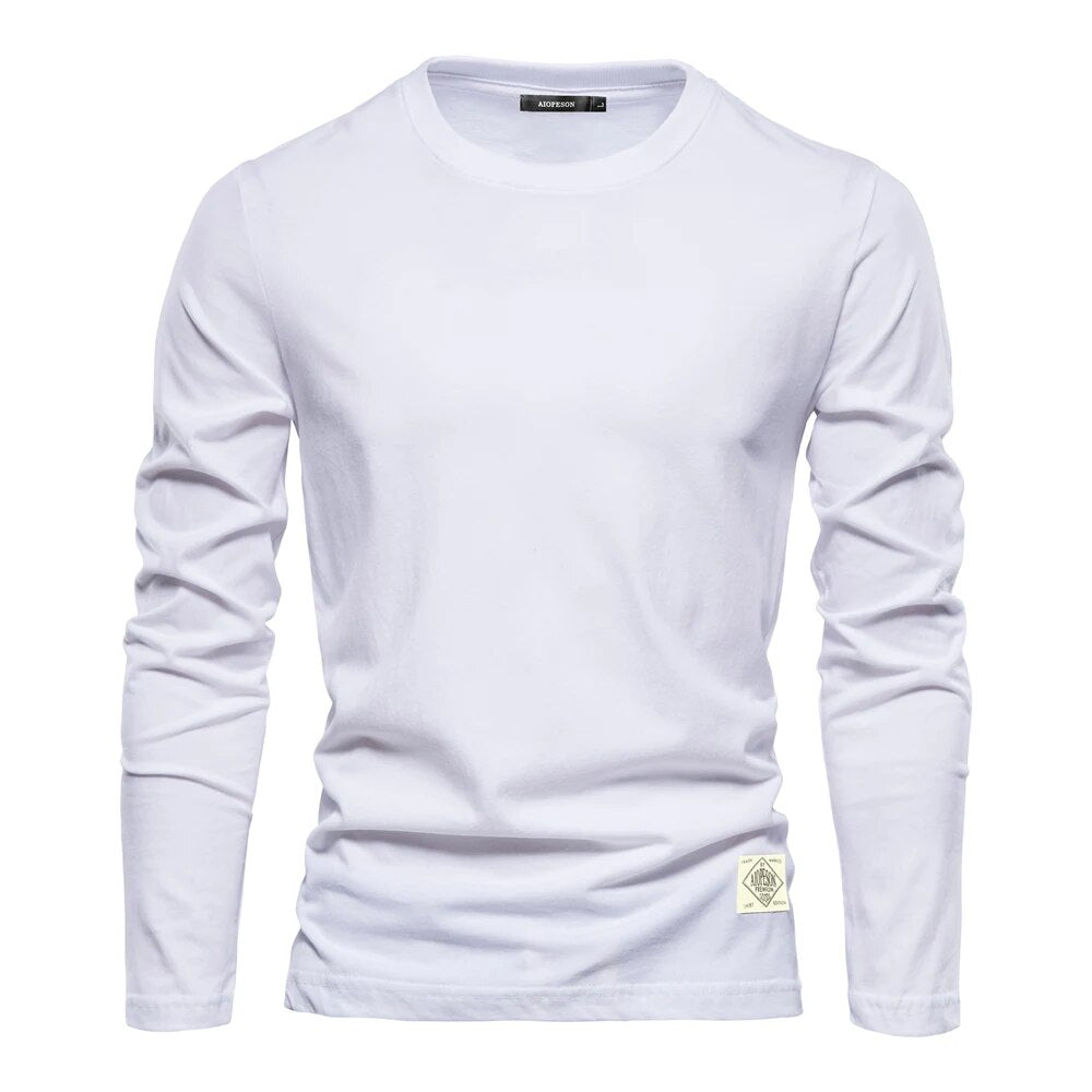 Long Sleeve T-Shirt - Men's Plain Crew Neck Long Sleeve Shirt