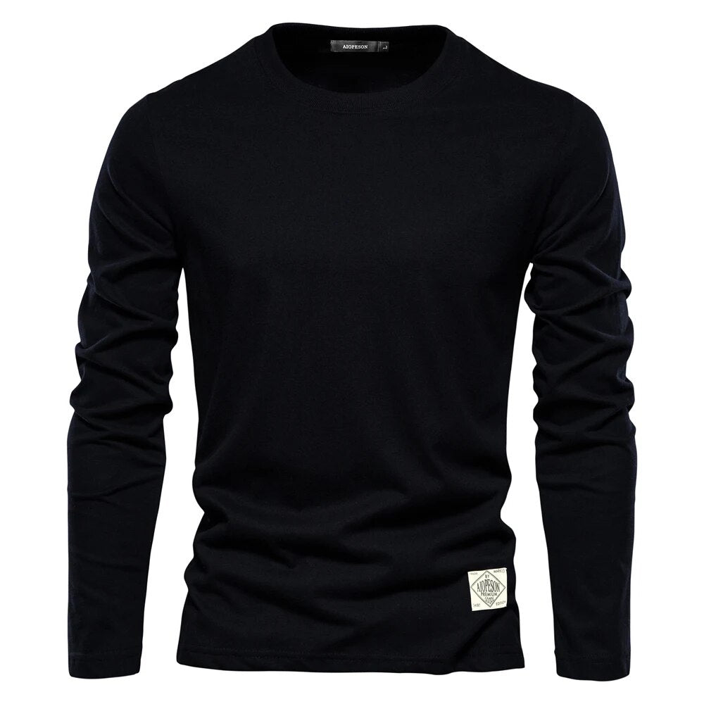 Long Sleeve T-Shirt - Men's Plain Crew Neck Long Sleeve Shirt