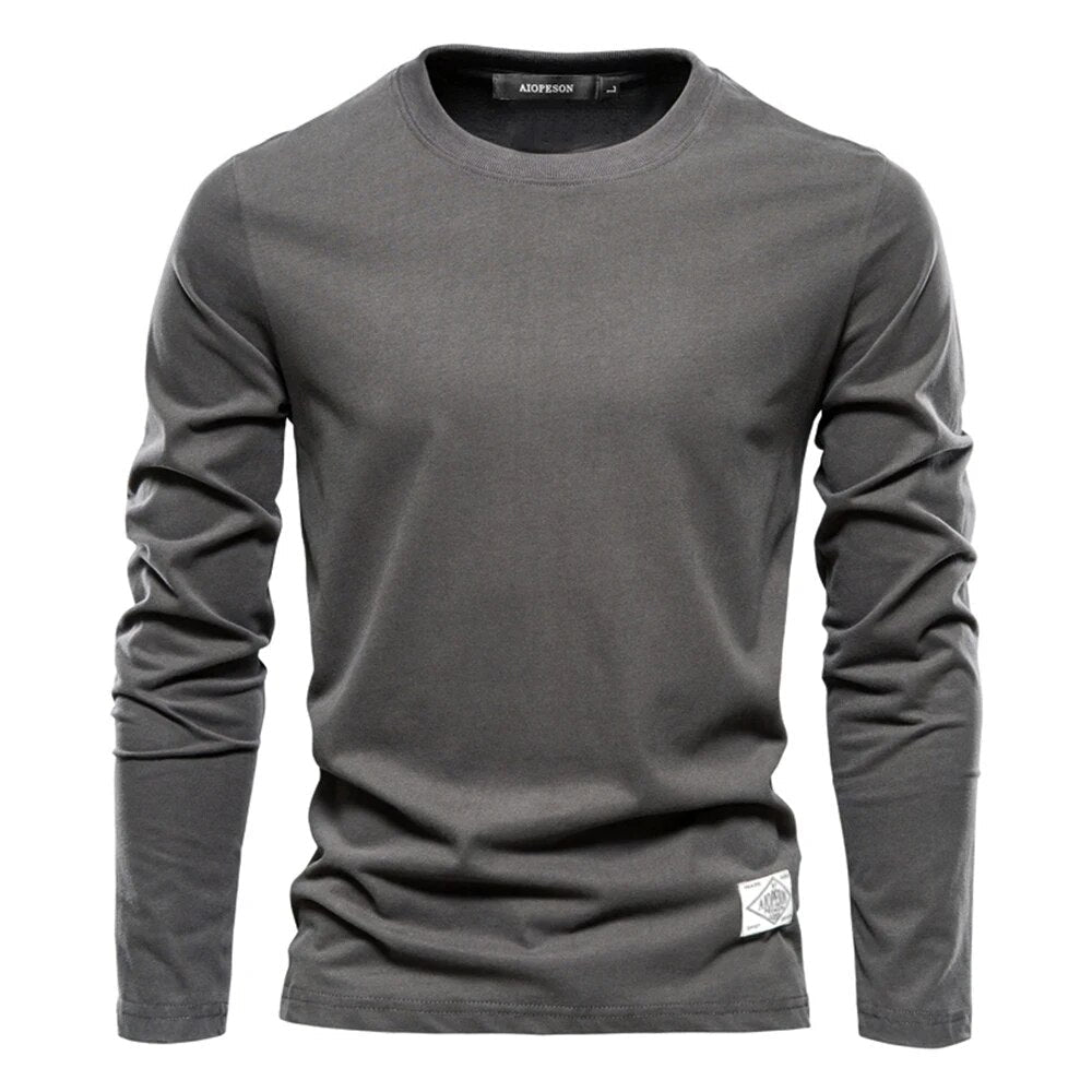 Long Sleeve T-Shirt - Men's Plain Crew Neck Long Sleeve Shirt