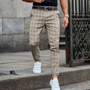 Men's Chinos - Checkered - Stretch - Skinny Chinos - Chino Pants