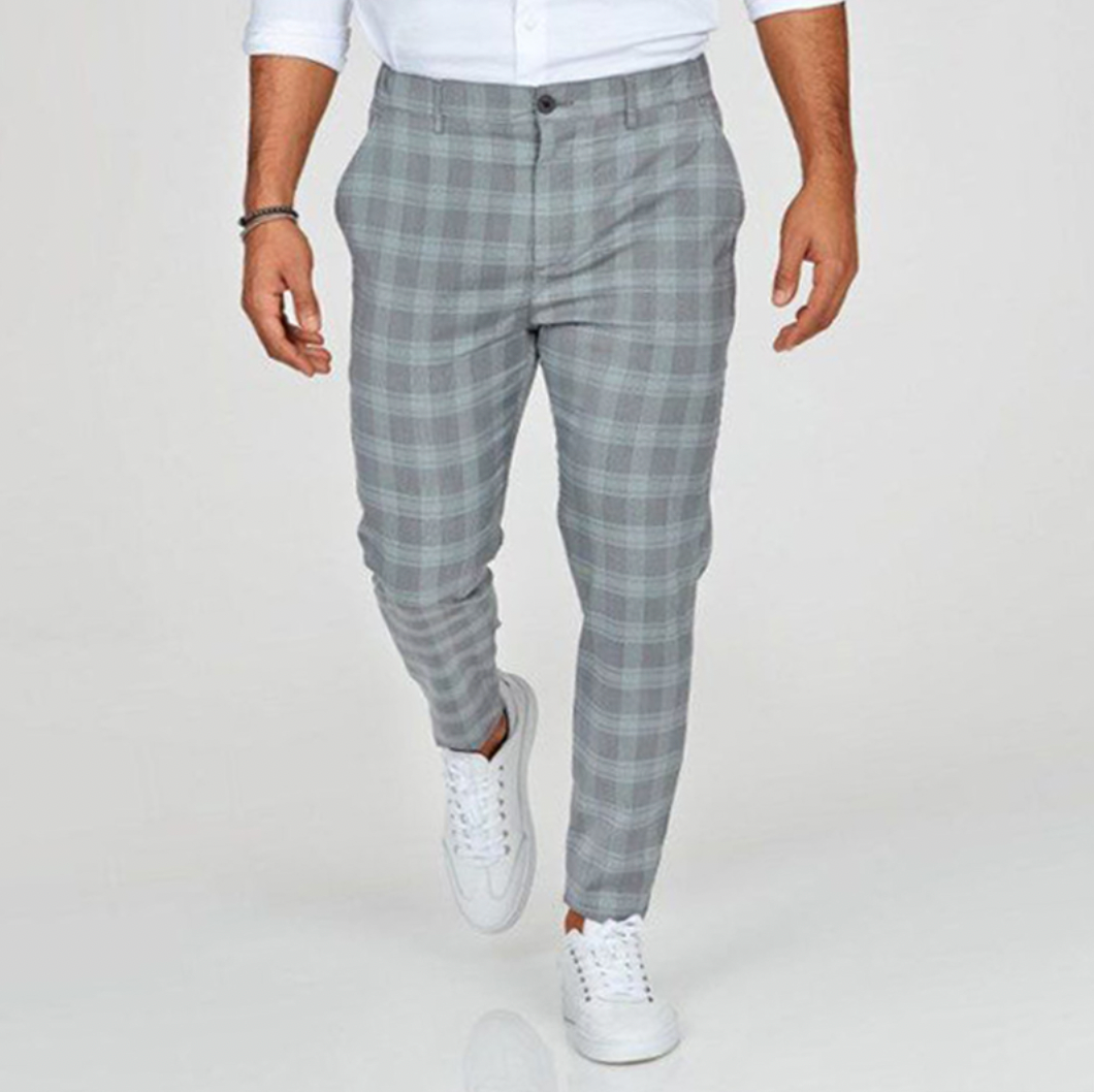 Men's Chinos - Checkered - Stretch - Skinny Chinos - Chino Pants