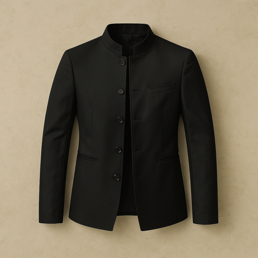 Men's Blazer - Mandarin Collar - Slim Fit - Single Breasted Blazer - Men's Jacket 