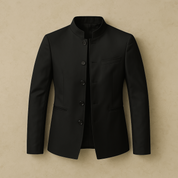 Men's Blazer - Mandarin Collar - Slim Fit - Single Breasted Blazer - Men's Jacket 