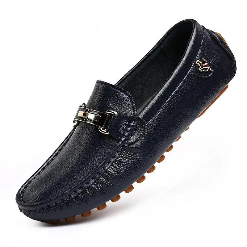 Leather Loafers – Men's Non-slip Slip-on Shoes with Metal Buckle-Southern-Taylor