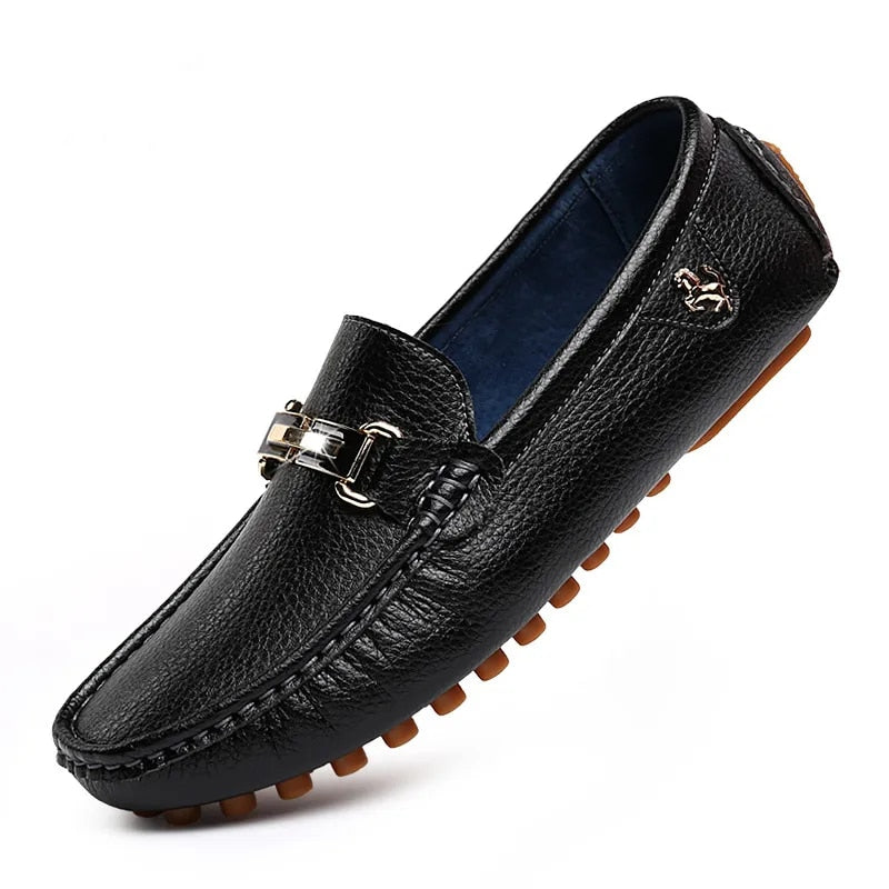 Leather Loafers – Men's Non-slip Slip-on Shoes with Metal Buckle-Southern-Taylor