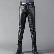 Leather Trousers – Men's Imitation Leather Slim Fit Stretch Trousers-Southern-Taylor