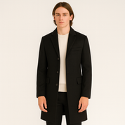 Trench Coat - Men's Single Breasted Mid Length Woolen Coat