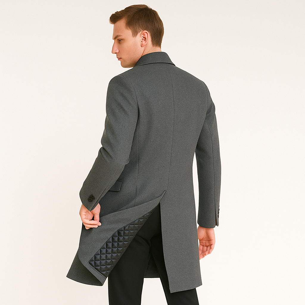 Trench Coat - Men's Single Breasted Mid Length Woolen Coat
