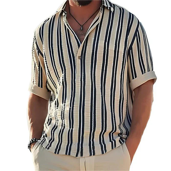Summer Shirt | Striped | Lightweight | Polo Shirt | Men's Short Sleeve Shirt