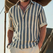 Summer Shirt | Striped | Lightweight | Polo Shirt | Men's Short Sleeve Shirt