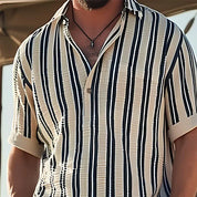 Summer Shirt | Striped | Lightweight | Polo Shirt | Men's Short Sleeve Shirt
