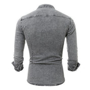 Denim Shirt - Men's Slim Fit Long Sleeve Buttoned Up Shirt