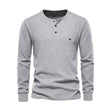 Long Sleeve T-Shirt - Men's Plain Quarter Button Long Sleeve Shirt