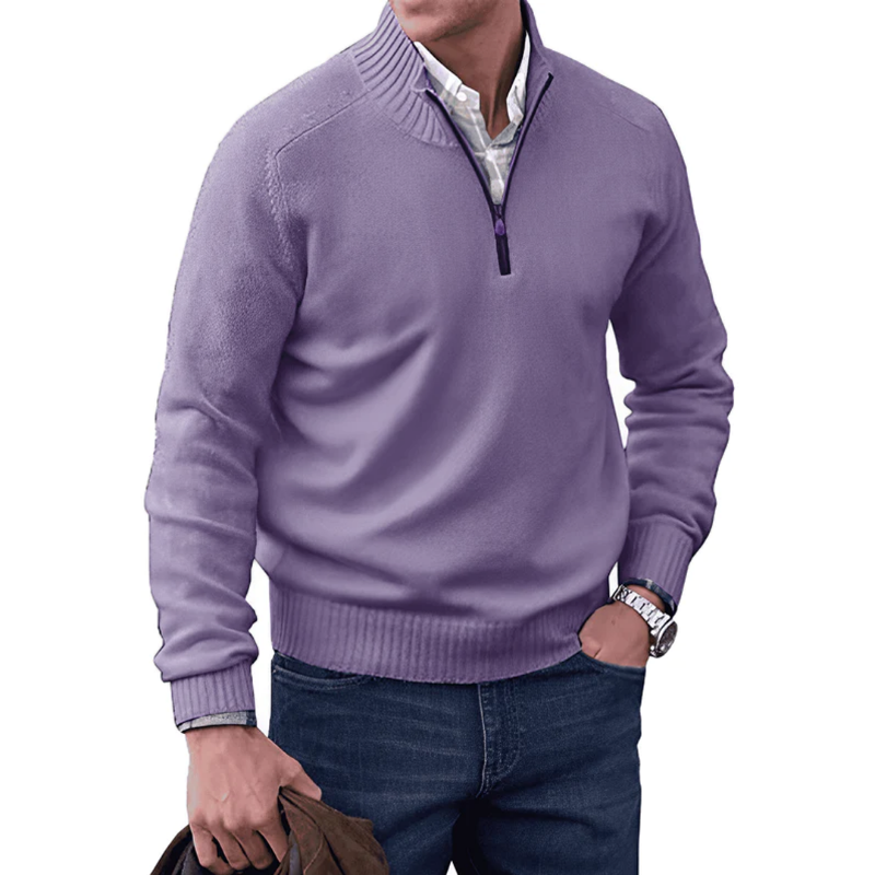 Mens Quarter Zip Jumper - Winter - Pullover - Knitted jumper - Mens Half Zip Sweater