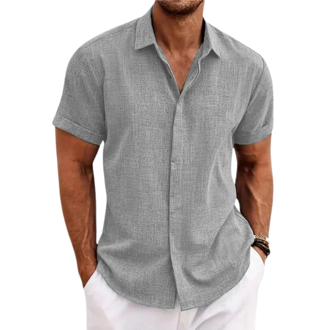 Linen Casual Shirt For Men With Short Sleeves-Southern-Taylor