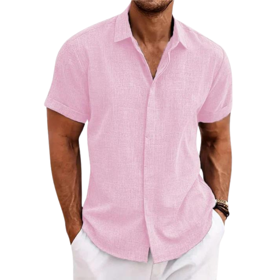 Linen Casual Shirt For Men With Short Sleeves-Southern-Taylor