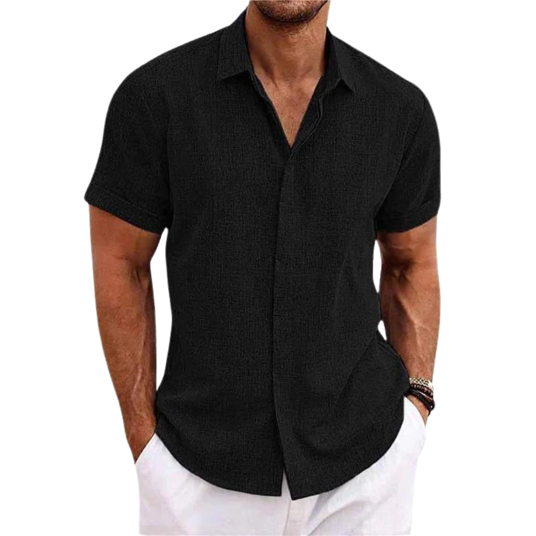 Linen Casual Shirt For Men With Short Sleeves-Southern-Taylor