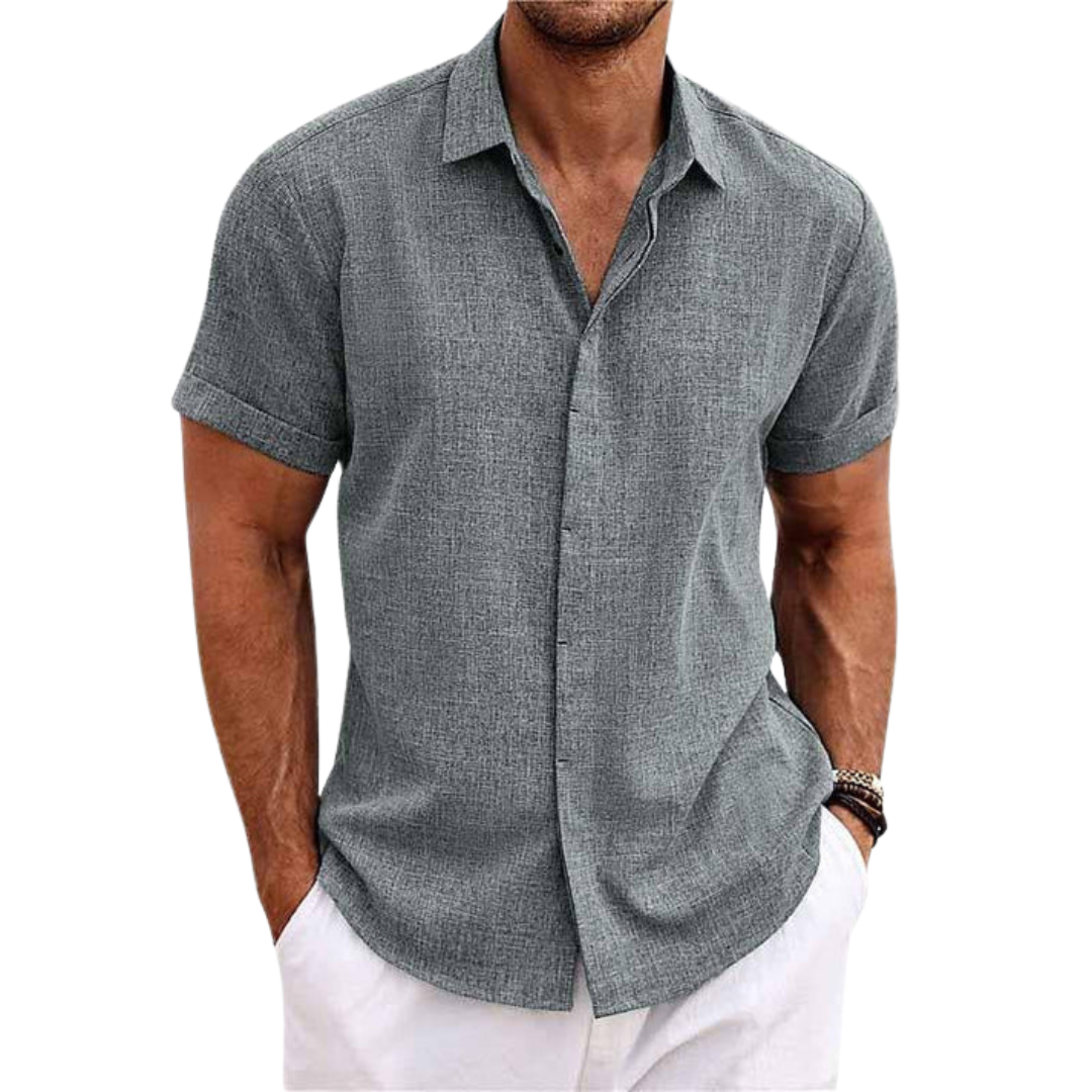Linen Casual Shirt For Men With Short Sleeves-Southern-Taylor