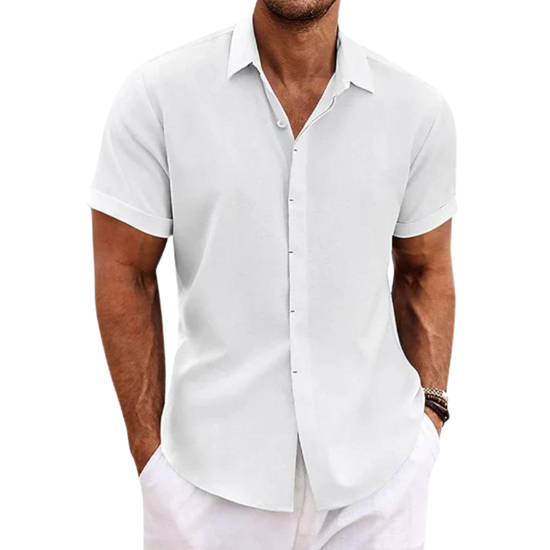 Linen Casual Shirt For Men With Short Sleeves-Southern-Taylor