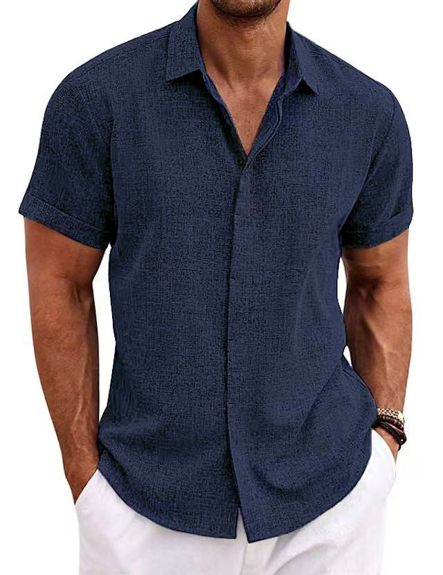 Linen Casual Shirt For Men With Short Sleeves-Southern-Taylor