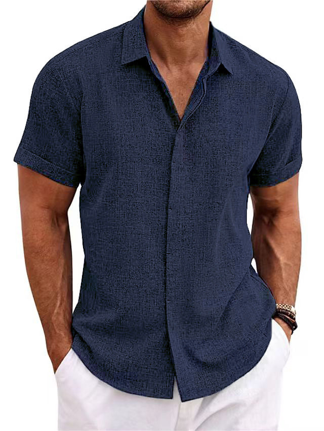 Linen Casual Shirt For Men With Short Sleeves-Southern-Taylor