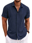 Linen Casual Shirt For Men With Short Sleeves