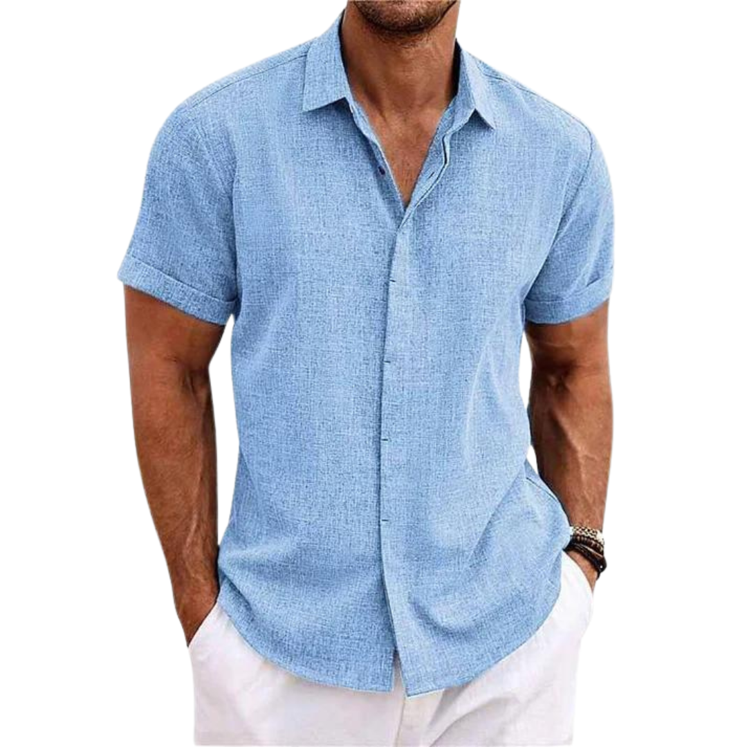 Linen Casual Shirt For Men With Short Sleeves-Southern-Taylor