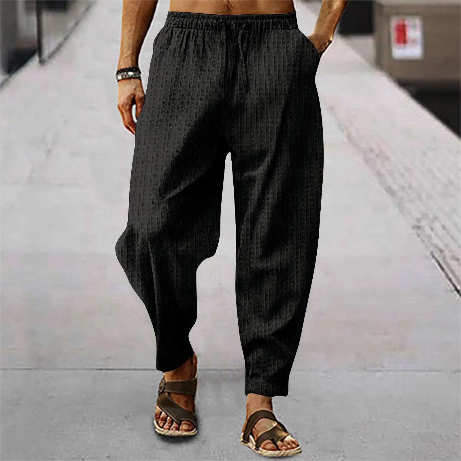 Linen Pants - Men's Pants With an Elastic Waist, Cotton Summer Pants with a Loose Fit-Southern-Taylor