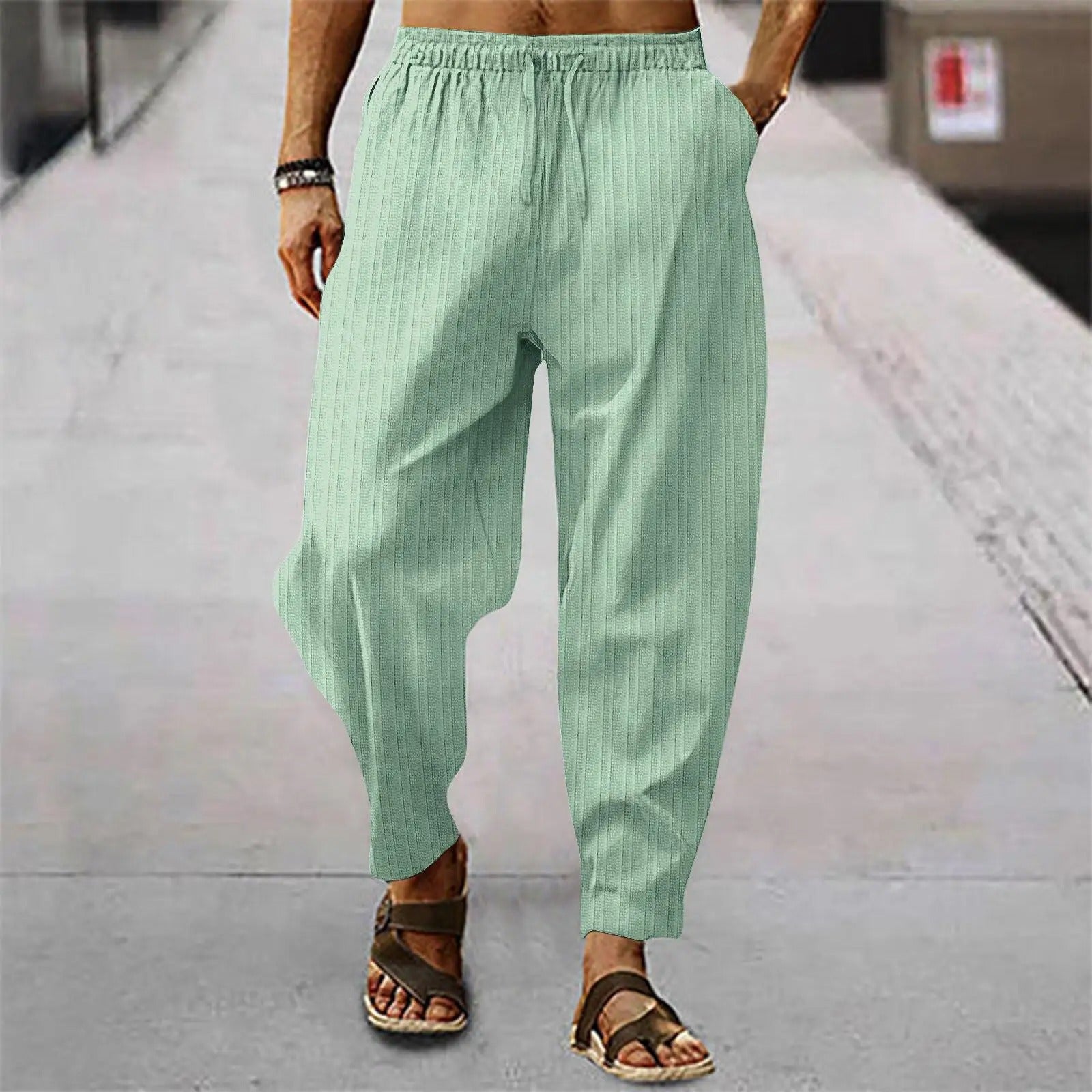 Linen Pants - Men's Pants With an Elastic Waist, Cotton Summer Pants with a Loose Fit-Southern-Taylor