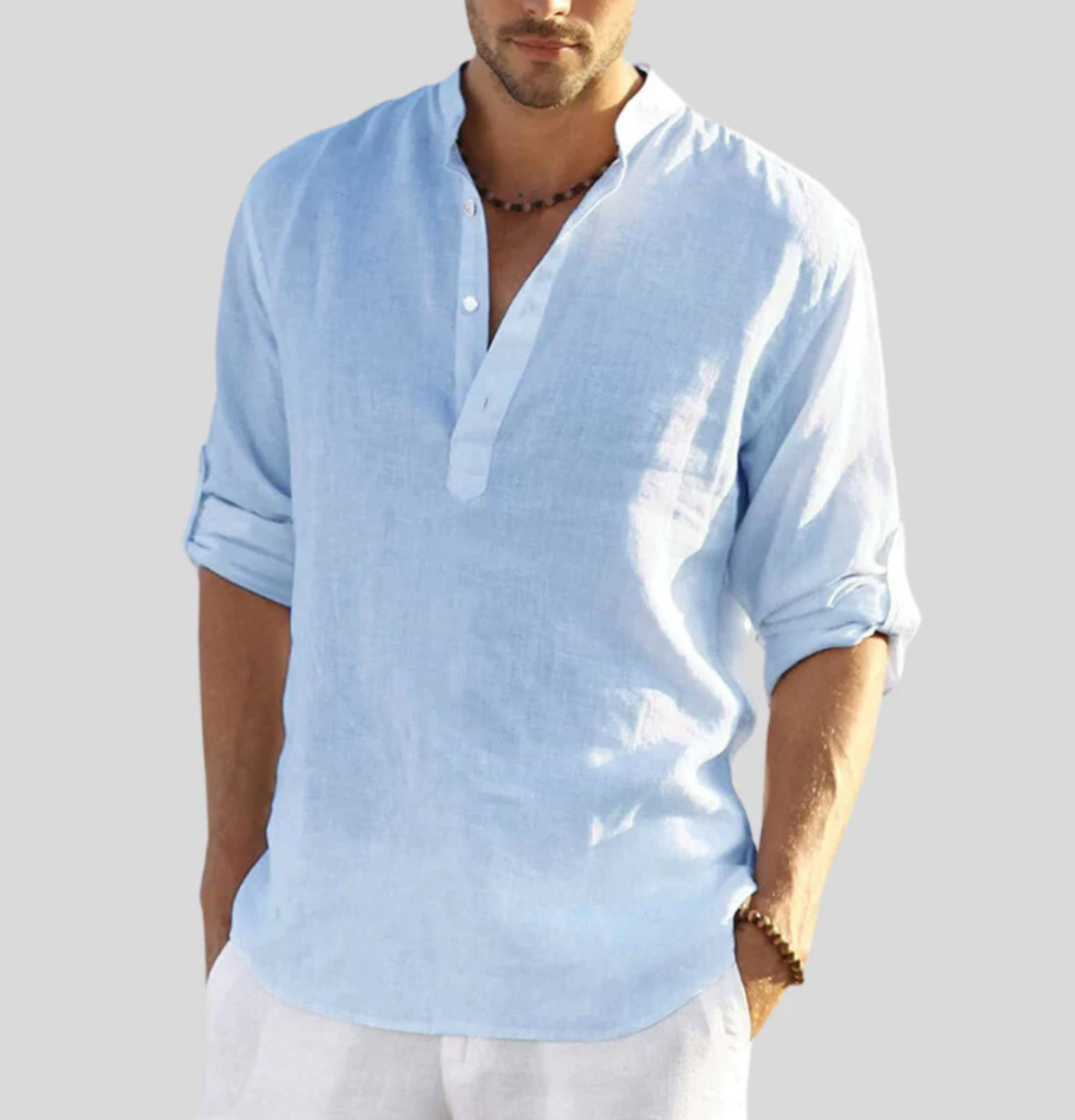 Linen Shirt – Men's Shirt with Half-length Sleeves and Buttons – Light Summer Shirt-Southern-Taylor