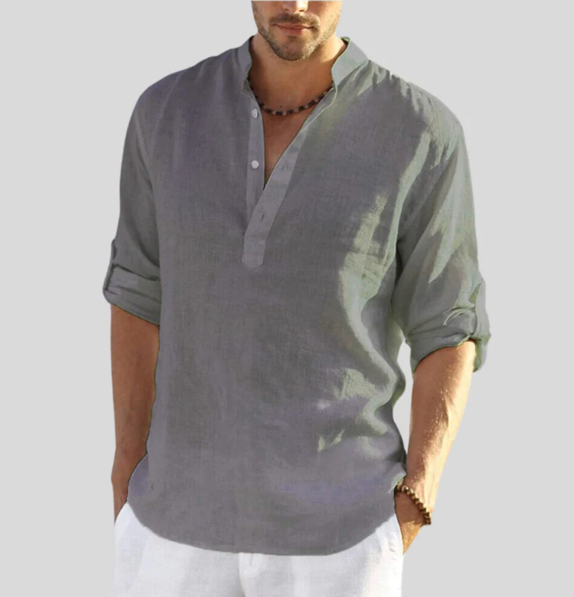 Linen Shirt – Men's Shirt with Half-length Sleeves and Buttons – Light Summer Shirt-Southern-Taylor