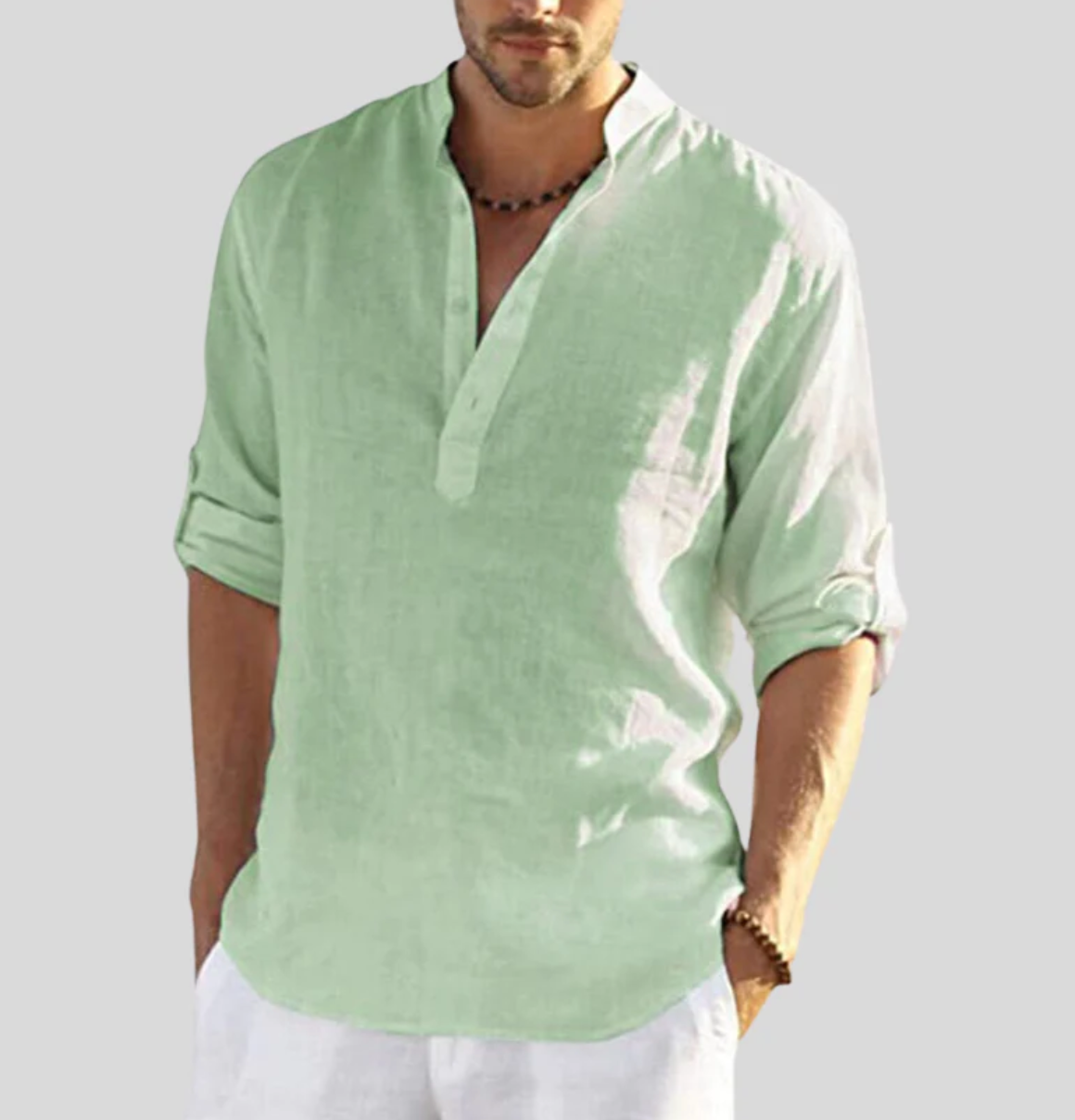 Linen Shirt – Men's Shirt with Half-length Sleeves and Buttons – Light Summer Shirt-Southern-Taylor